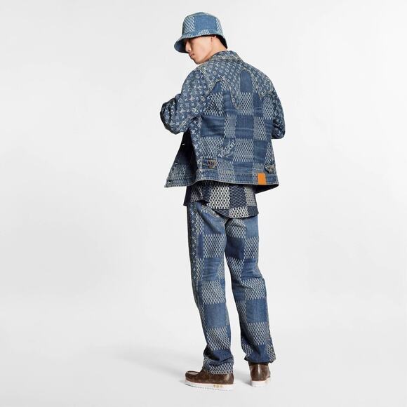 Louis Vuitton x Nigo Giant Damier Waves Monogram Logo Blue Denim Jeans Pants 32 - Picture 12 of 16